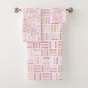 pink and orange Geometric Bath Towel Set