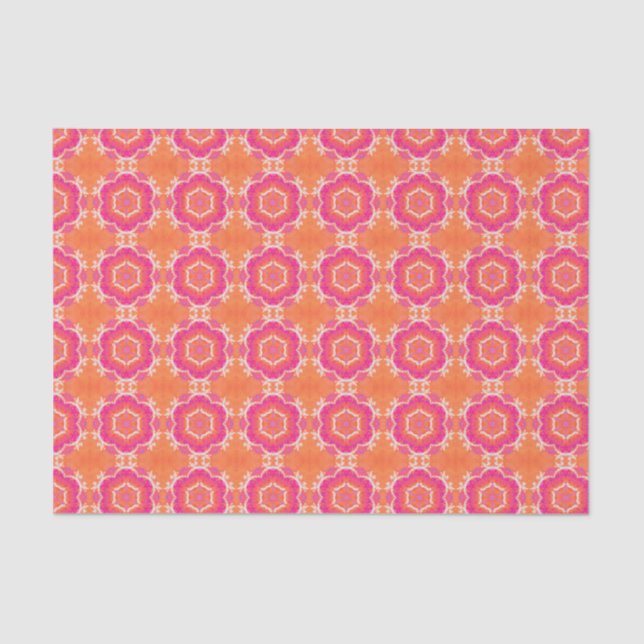 Pink and Orange Geometric Pattern Tissue Paper (Front)