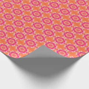 Pink and Orange Geometric Pattern Wrapping Paper