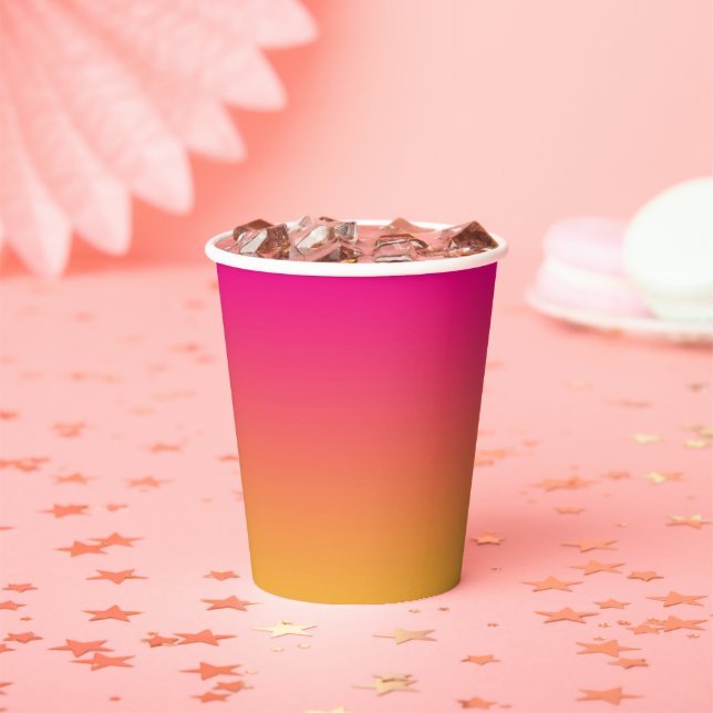 Pink and orange gradient paper cups (Insitu)