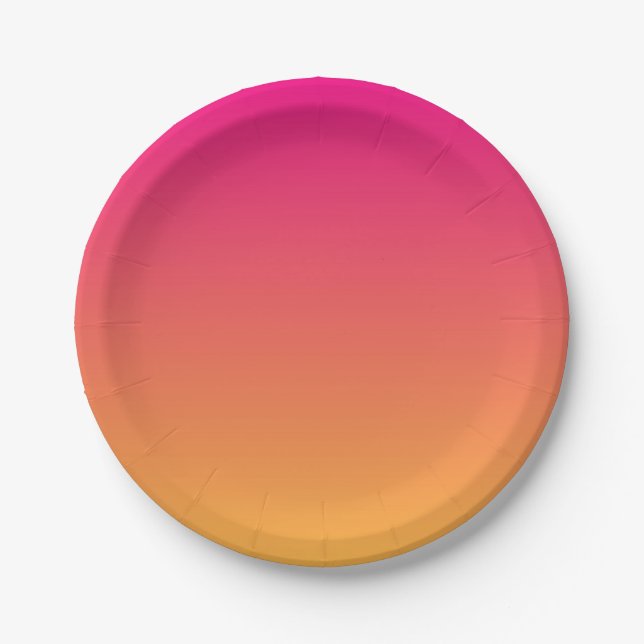 Pink and orange gradient paper plate (Front)