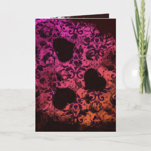 Pink and Orange Grunge Damask Valentine Holiday Card