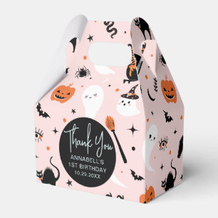 Pink and Orange Halloween Girl Birthday Party Favour Box
