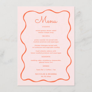 Pink and Orange Hand Drawn Wave Wedding Menu