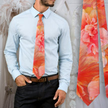 Pink and Orange Hibiscus Flowers Wedding Tie
