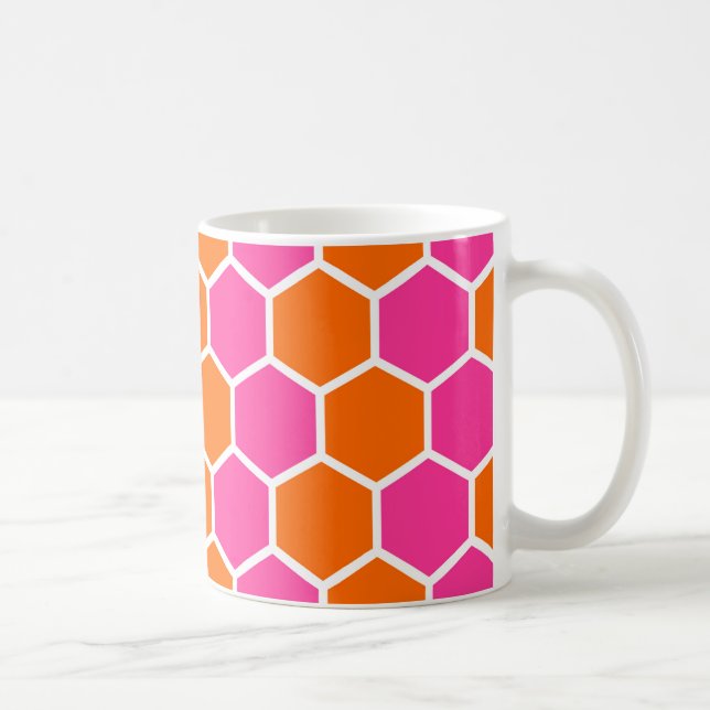 "Pink And Orange Honeycomb" Mug (Right)