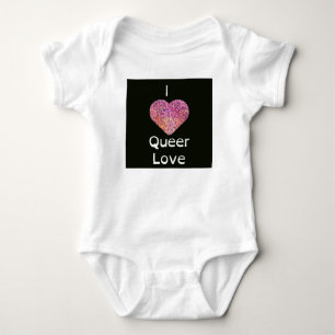 Pink and Orange I Heart Queer Love Baby Bodysuit