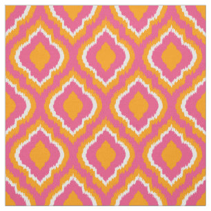 Pink and Orange Ikat Moroccan Fabric