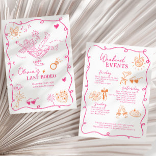 Pink and Orange Last Rodeo Weekend Bachelorette Invitation