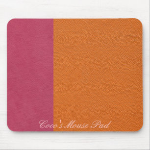 Pink and Orange Leather Look Mouse Mat