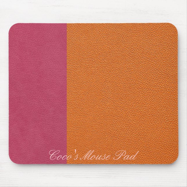 Pink and Orange Leather Look Mouse Mat (Front)