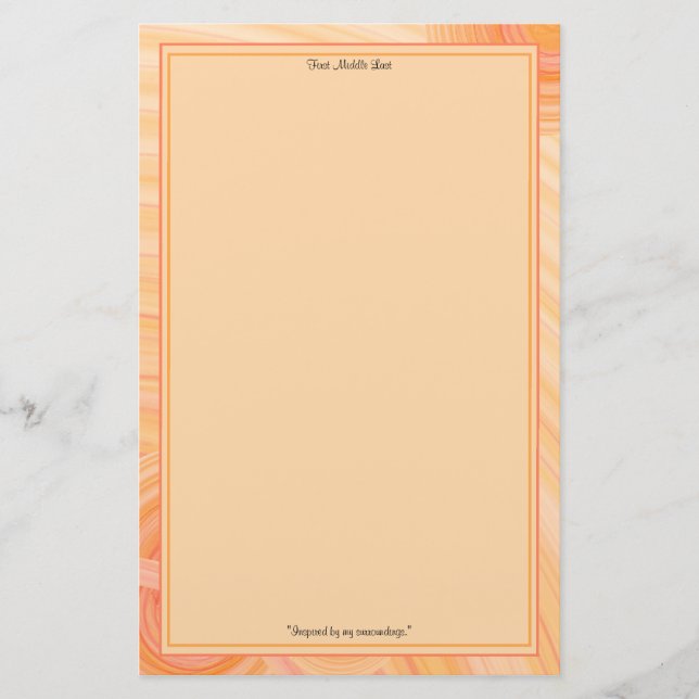 Pink and Orange Line Borders Personalised Stationery (Front)