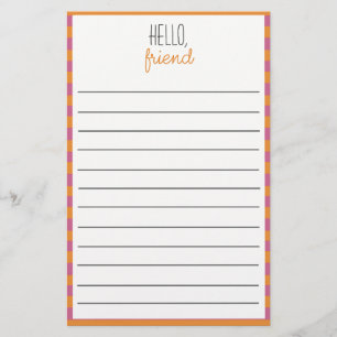 Pink And Orange Lined Stationery