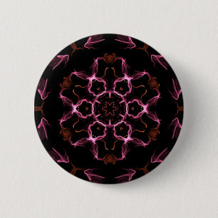 Pink and Orange Mandala on Black Background 6 Cm Round Badge