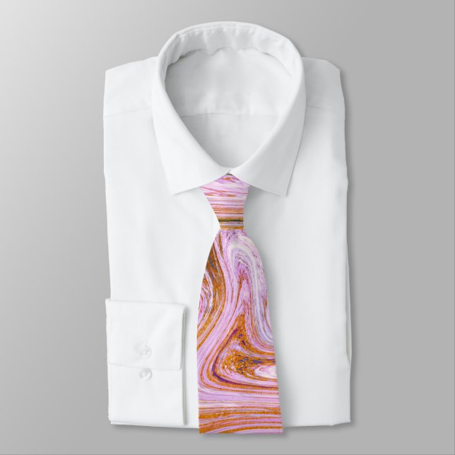 Pink and Orange Marble  Tie (Tied)
