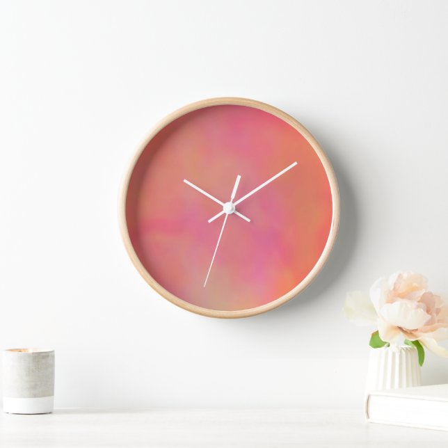 Pink and Orange Marrbled Cloud abstract Clock (Home)
