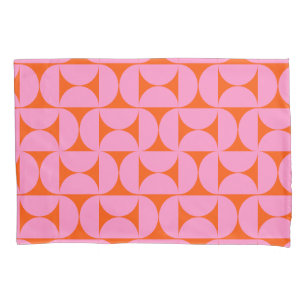Pink And Orange Mid Century Modern Pattern Pillowcase