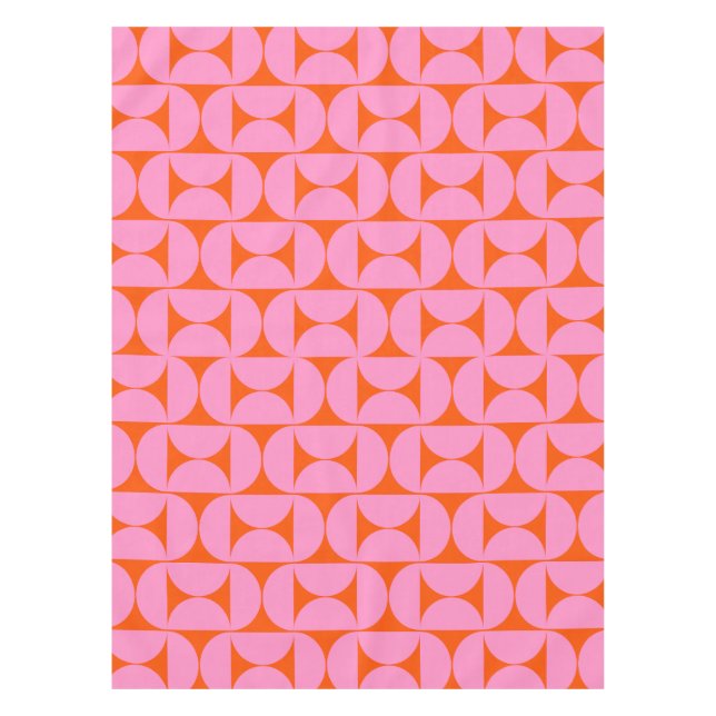 Pink And Orange Mid Century Modern Pattern Tablecloth (Front)