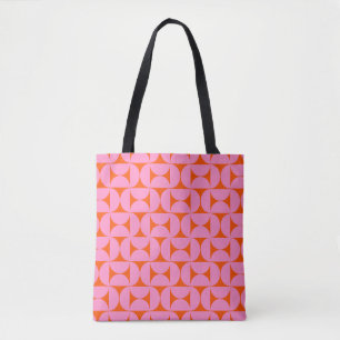 Pink And Orange Mid Century Modern Pattern Tote Bag