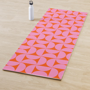 Pink And Orange Mid Century Modern Pattern Yoga Mat