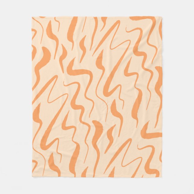 Pink And Orange Mid Century Organic Wavy Strokes P Fleece Blanket (Front)