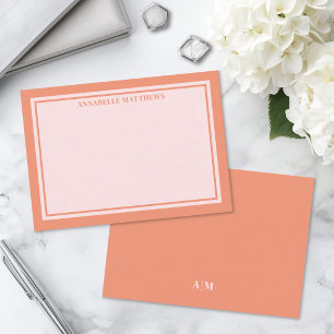 Pink And Orange Minimalist Monogram Card