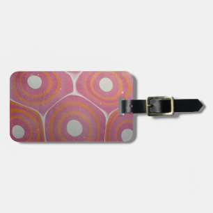 Pink and orange modern marbling Bullseye pattern Luggage Tag
