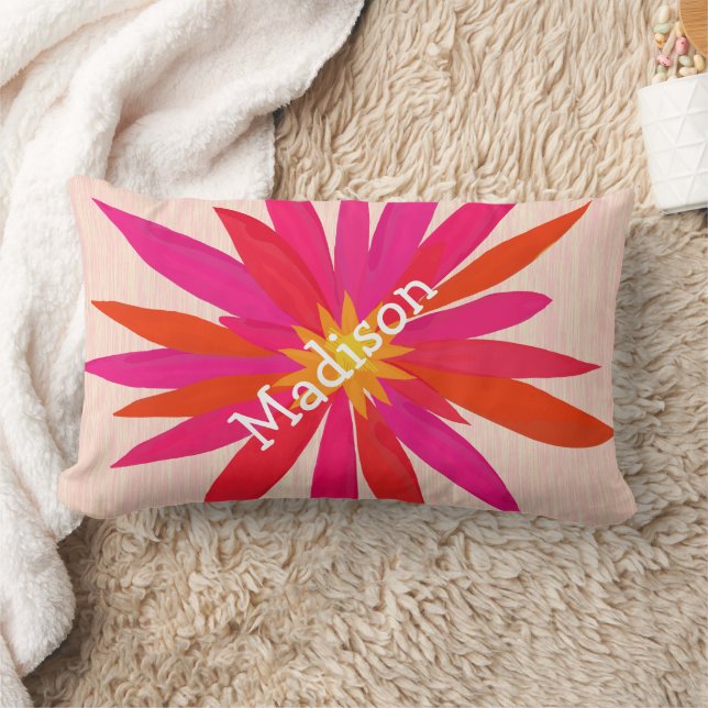 Pink and Orange Modern Stylised Floral Pillow (Blanket)
