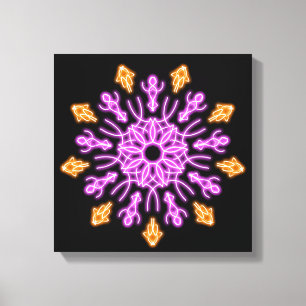 Pink and orange neon flower canvas print
