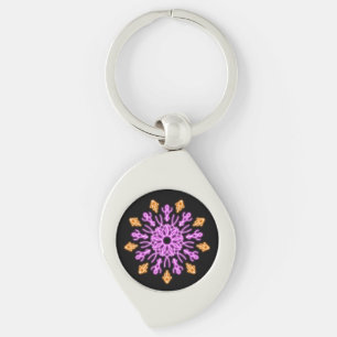 Pink and orange neon flower key ring