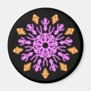 Pink and orange neon flower magnet