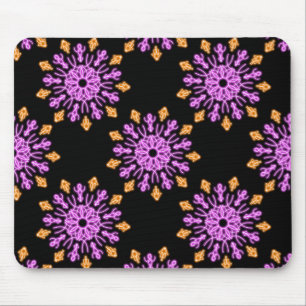 Pink and orange neon flower mouse mat