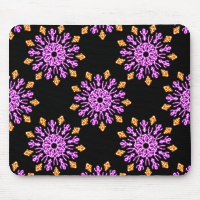 Pink and orange neon flower mouse mat (Front)