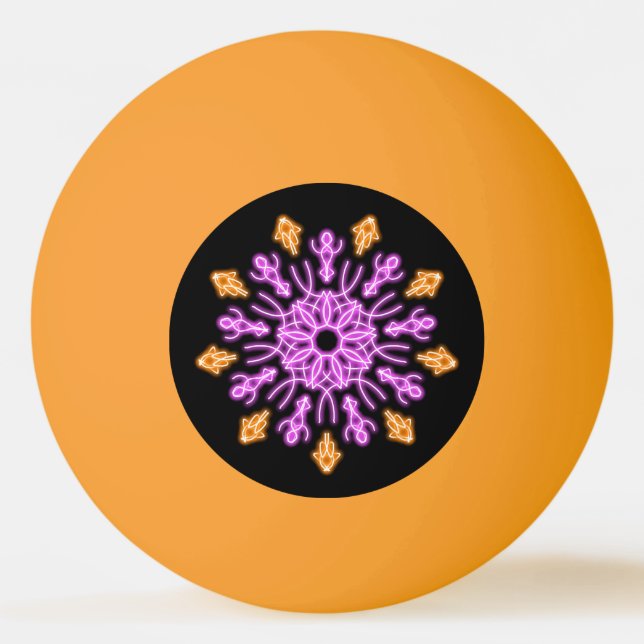 Pink and orange neon flower ping pong ball (Front)