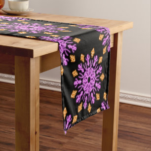 Pink and orange neon flower short table runner