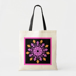 Pink and orange neon flower tote bag