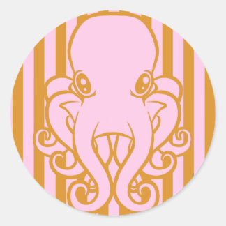 Pink and Orange Octopus Classic Round Sticker