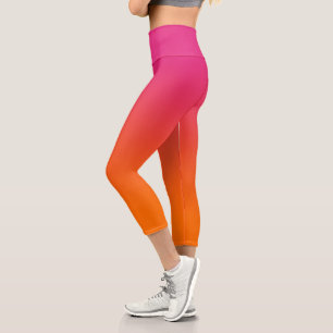 Pink and Orange Ombre Capri Leggings