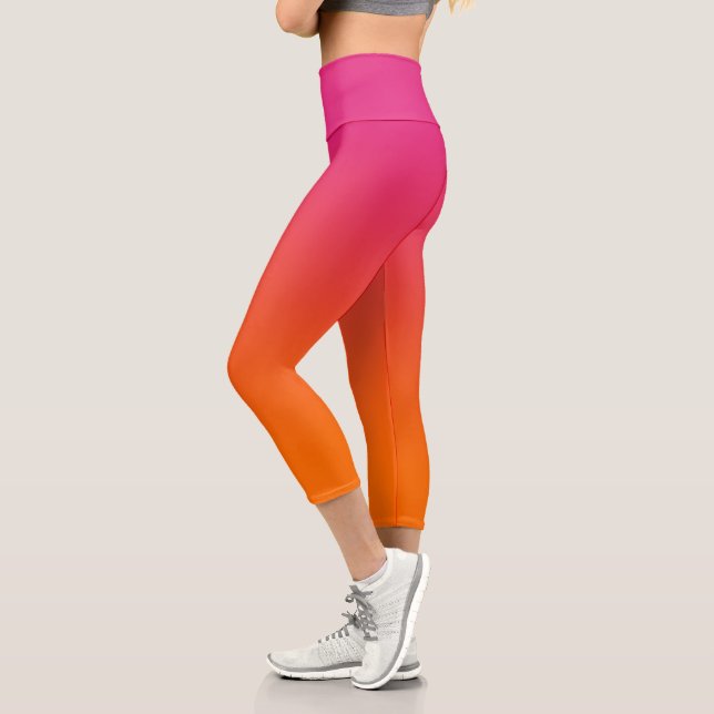 Pink and Orange Ombre Capri Leggings (Left)