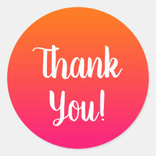 Pink and Orange Ombre Thank You Classic Round Sticker