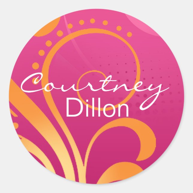 Pink and Orange Party Sticker (Front)