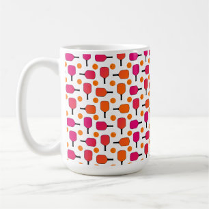 Pink and Orange Pickleball Paddles & Orange Balls Coffee Mug