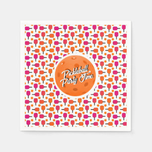 Pink and Orange Pickleball Paddles Personalised Napkin