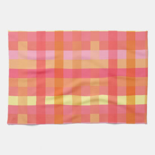 Pink and orange plaid tea towel