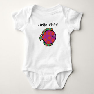 Pink and Orange Polka-Dot Fish Baby Bodysuit