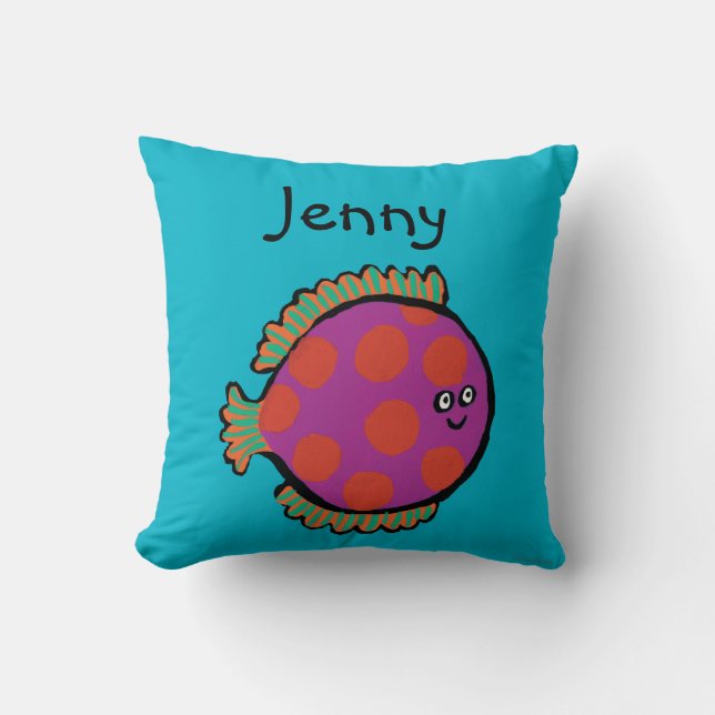 Pink and Orange Polka-Dot Fish Cushion (Front)