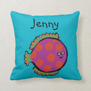 Pink and Orange Polka-Dot Fish Cushion
