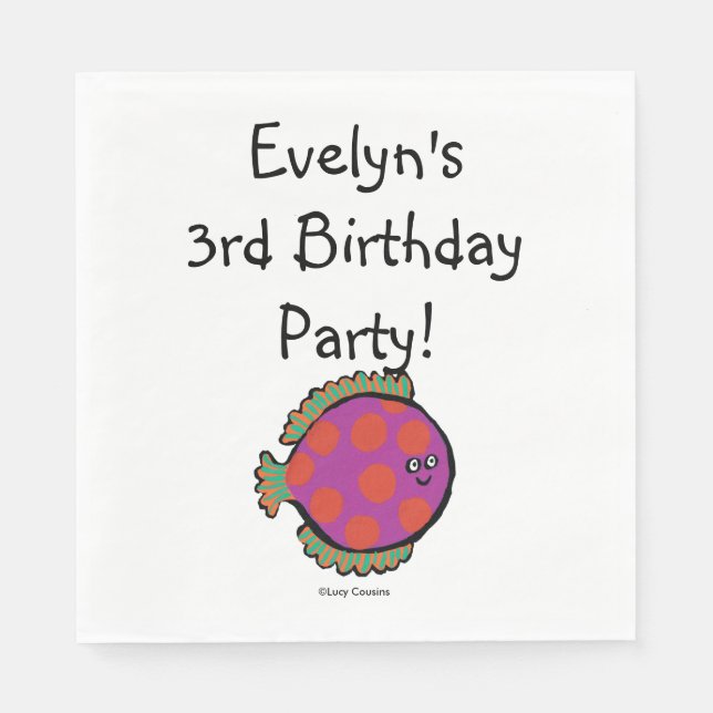 Pink and Orange Polka-Dot Fish Napkin (Front)