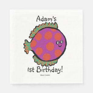 Pink and Orange Polka-Dot Fish Napkin