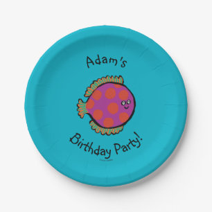 Pink and Orange Polka-Dot Fish Paper Plate